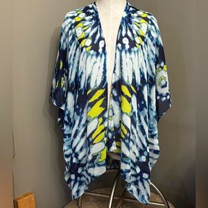 Blue and Yellow Tie-Dye Kimono
